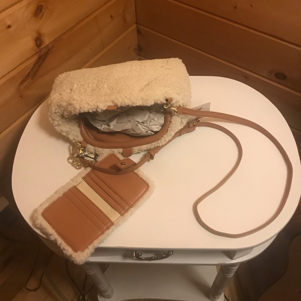 Aspen mini cozy tote with over the shoulder straps an extra bonus card holder.